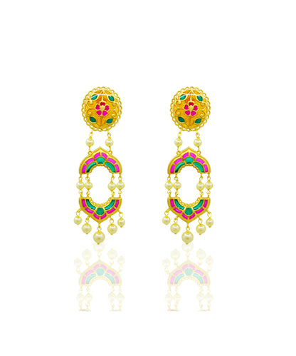 Multi Feroza Arshia Phulkari Dangle Earrings