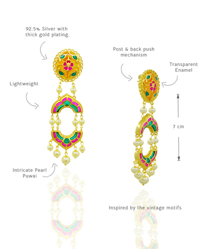 Multi Feroza Arshia Phulkari Dangle Earrings