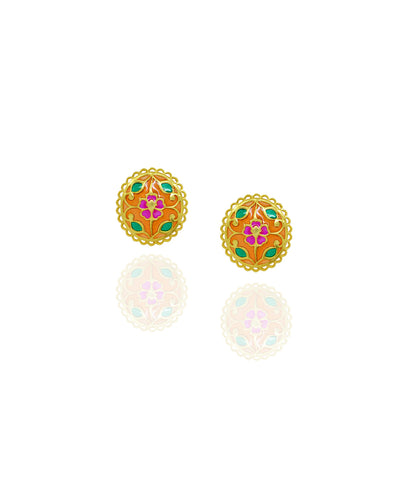 Multi Feroza Phulkari Seerat Stud Earrings