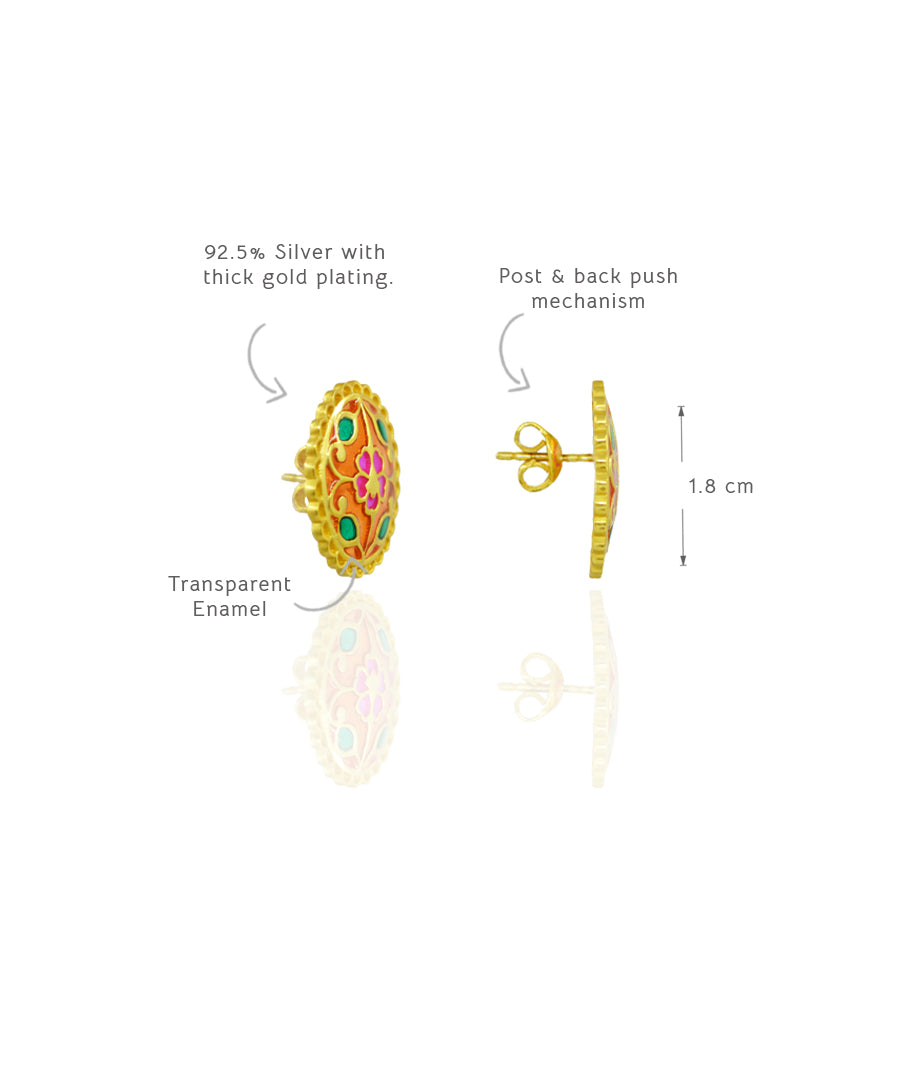 Multi Feroza Phulkari Seerat Stud Earrings