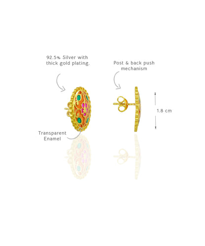 Multi Feroza Phulkari Seerat Stud Earrings