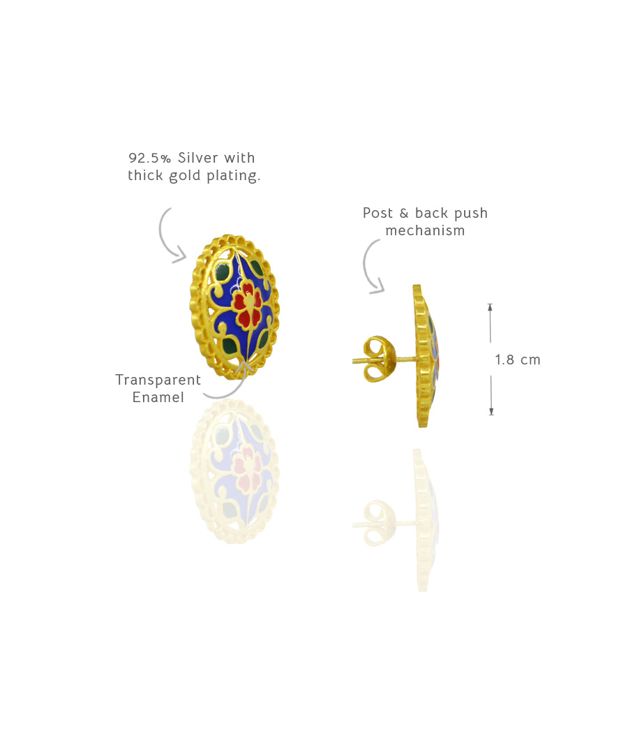 Navy Feroza Seerat Stud Earrings