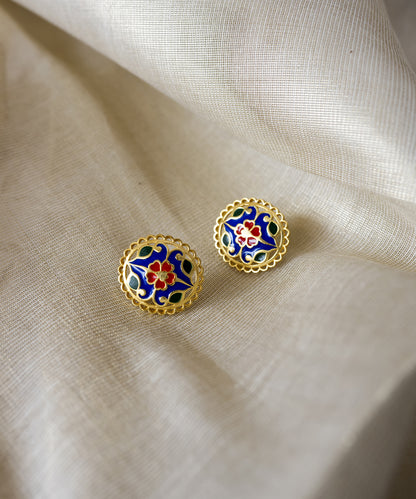 Navy Feroza Seerat Stud Earrings