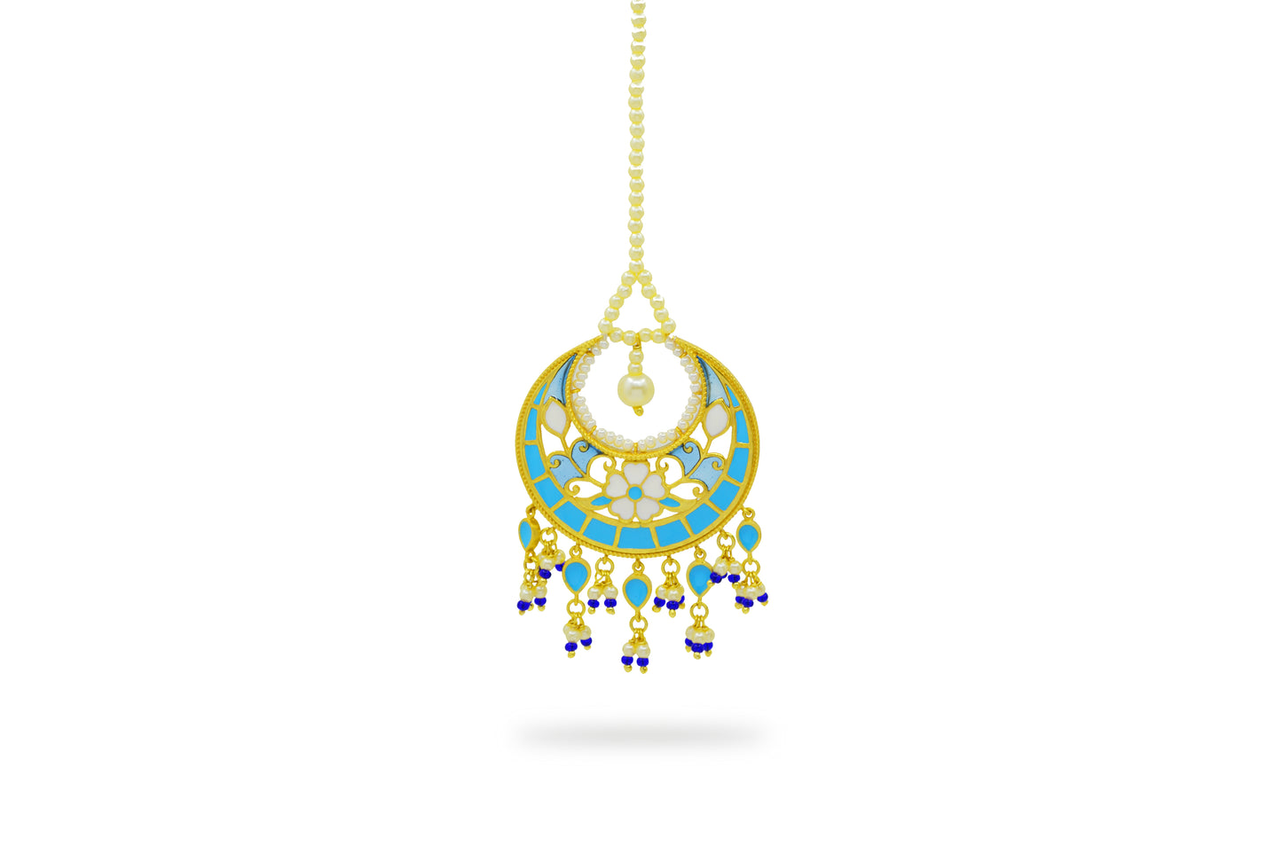 Blue Feroza Pearl Mangtika