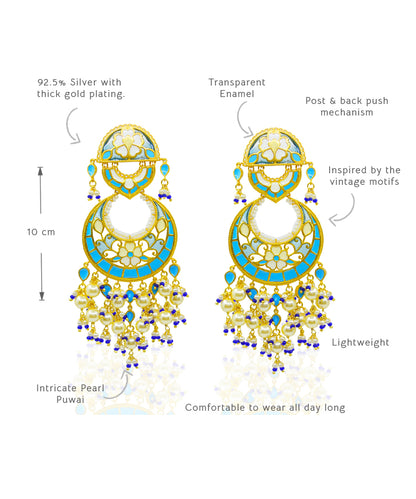 Blue Feroza Chandbali Earrings