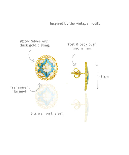 Feroza Seerat Stud Earrings with Feroza Bani Drop Ring - Gift Box For Women - Sterling Silver