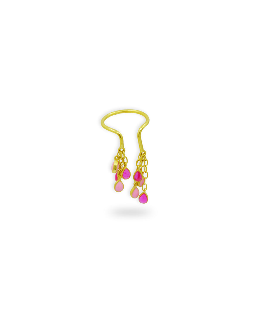 Pink Feroza Gulaabi Baani Drop Ring