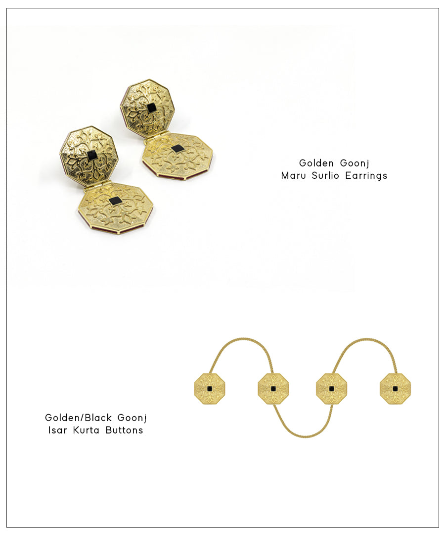 Goonj Earrings with Goonj Kurta Buttons - Gift Box for Him and Her - Sterling Silver