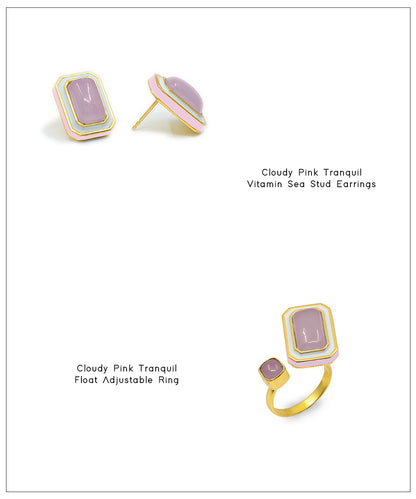 Tranquil Stud Earrings With Adjustable Ring - Gift Box For Women - Sterling Silver