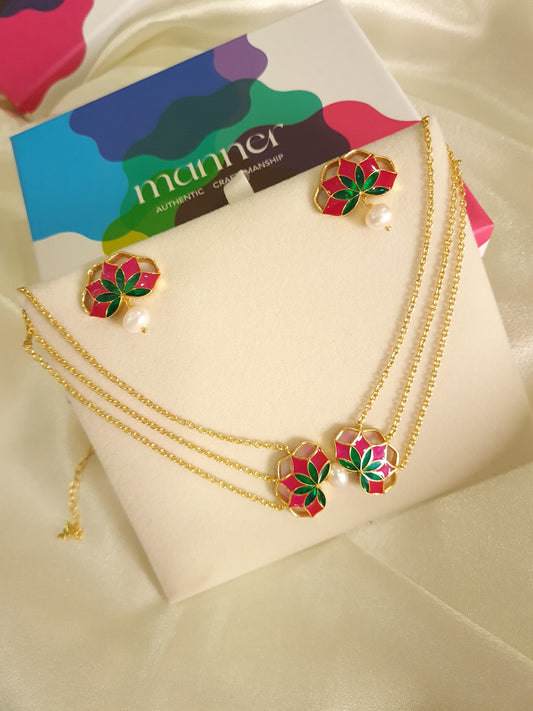Gul Nuwwar Choker & Gul Earrings