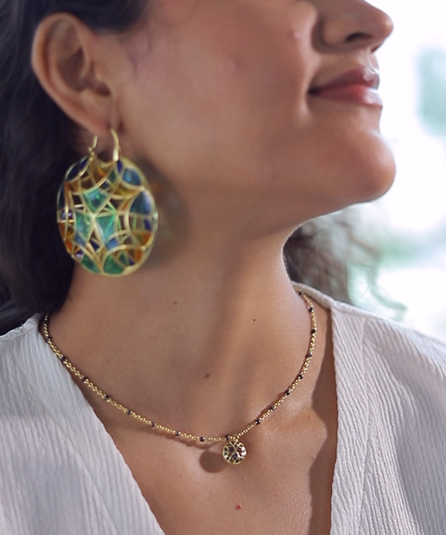 Kaleidoscope Stud Earrings & Charm Necklace - Gift Box For Women - Sterling Silver