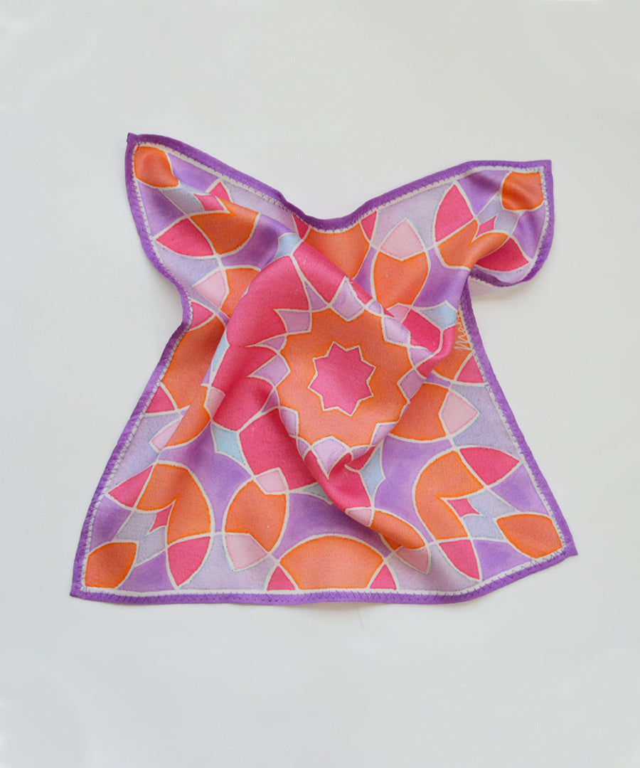 Aks Lotus Lapel Pin with Pocket Square - Gift Box For Men - Sterling Silver