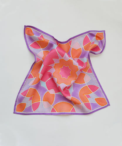 Aks Lotus Lapel Pin with Pocket Square - Gift Box For Men - Sterling Silver