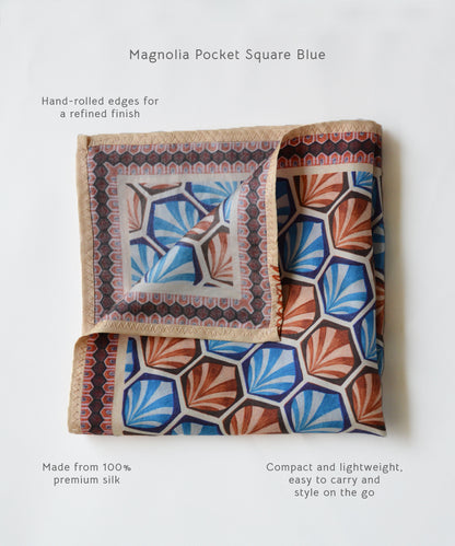 Magnolia Pocket Square Blue