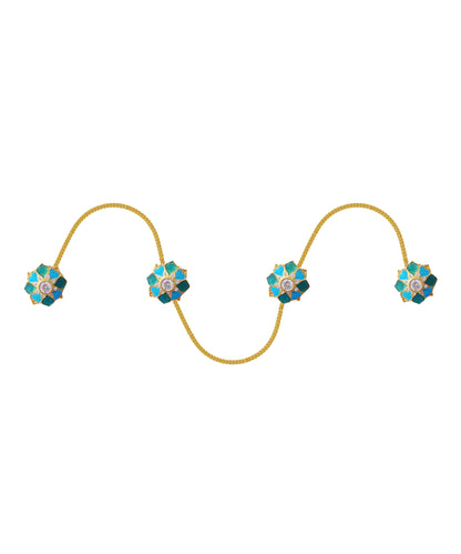 Feroza Stud Earrings with Rajwada Kurta Buttons - Gift Box For Him and Her - Sterling Silver - Goldplated