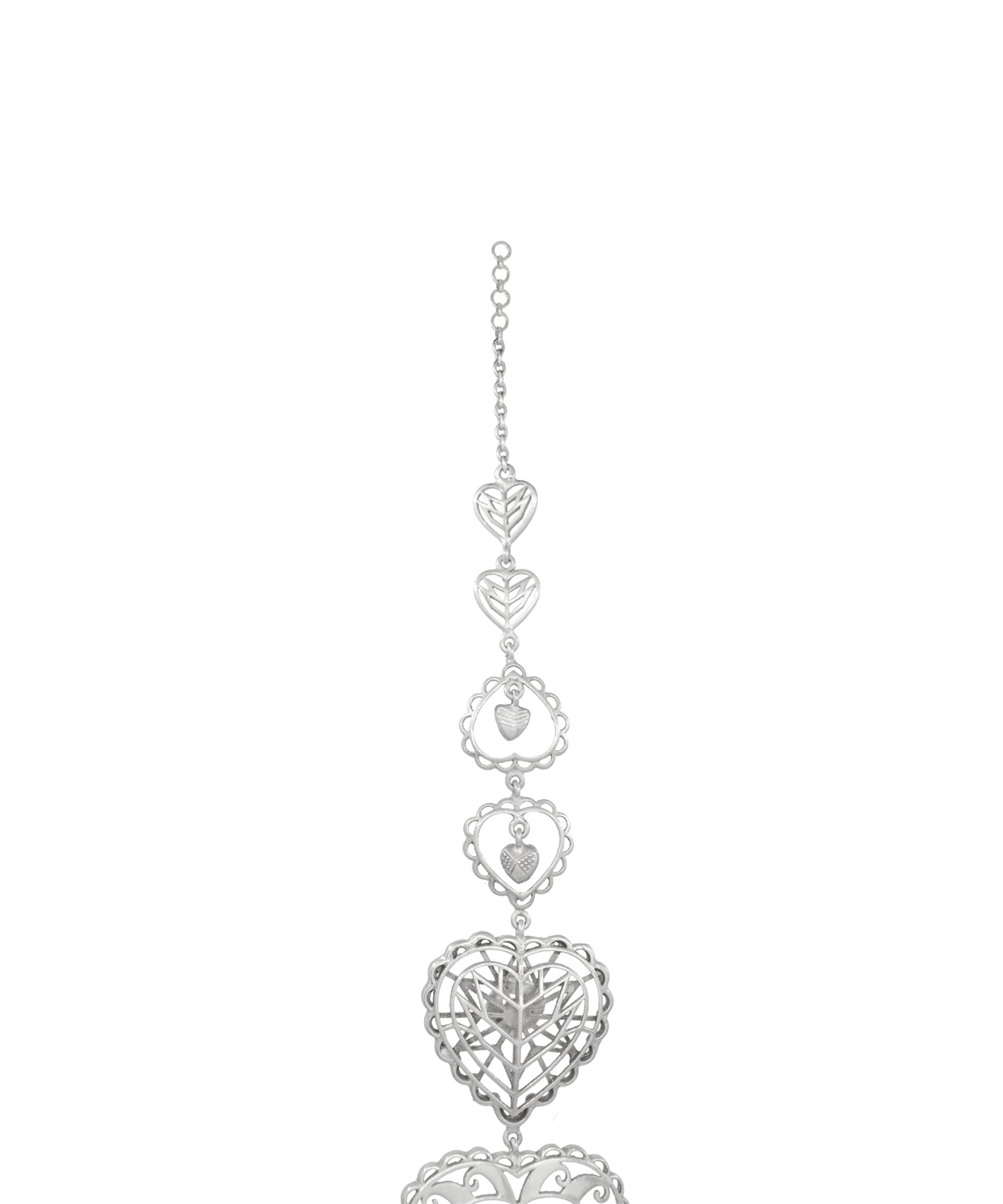 Rakaan Oversized Heart Earrings – Boho Statement Jewelry - Light Weight with Ear Chain - Silver Finish