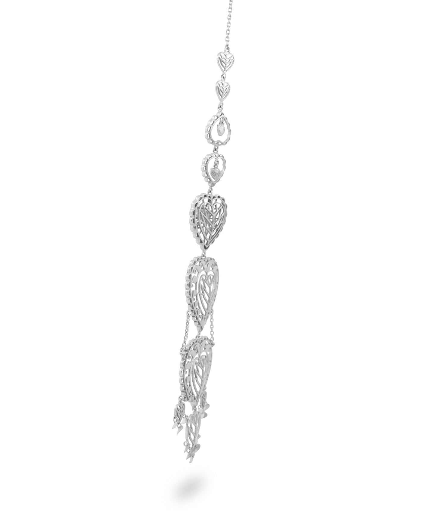 Rakaan Oversized Heart Earrings – Boho Statement Jewelry - Light Weight with Ear Chain - Silver Finish