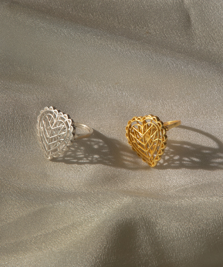 Rakaan - 925 Silver - Heart Shape Ring - Handcrafted Silver Finish