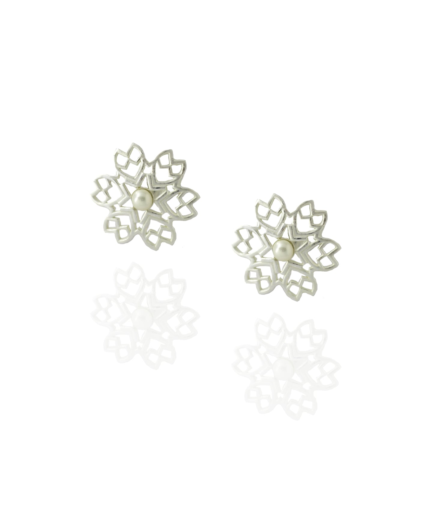 Rakaan - Ranjha Stud Earrings - Handcrafted Silver Finish