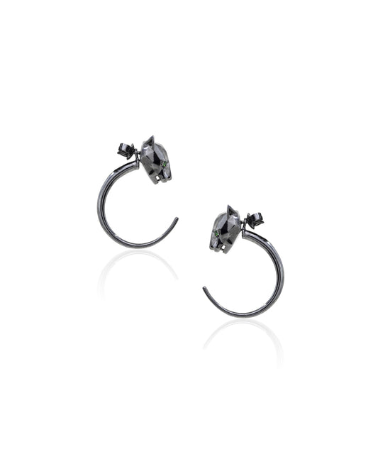 Black Untamed Panther Detachable Hoop Earrings