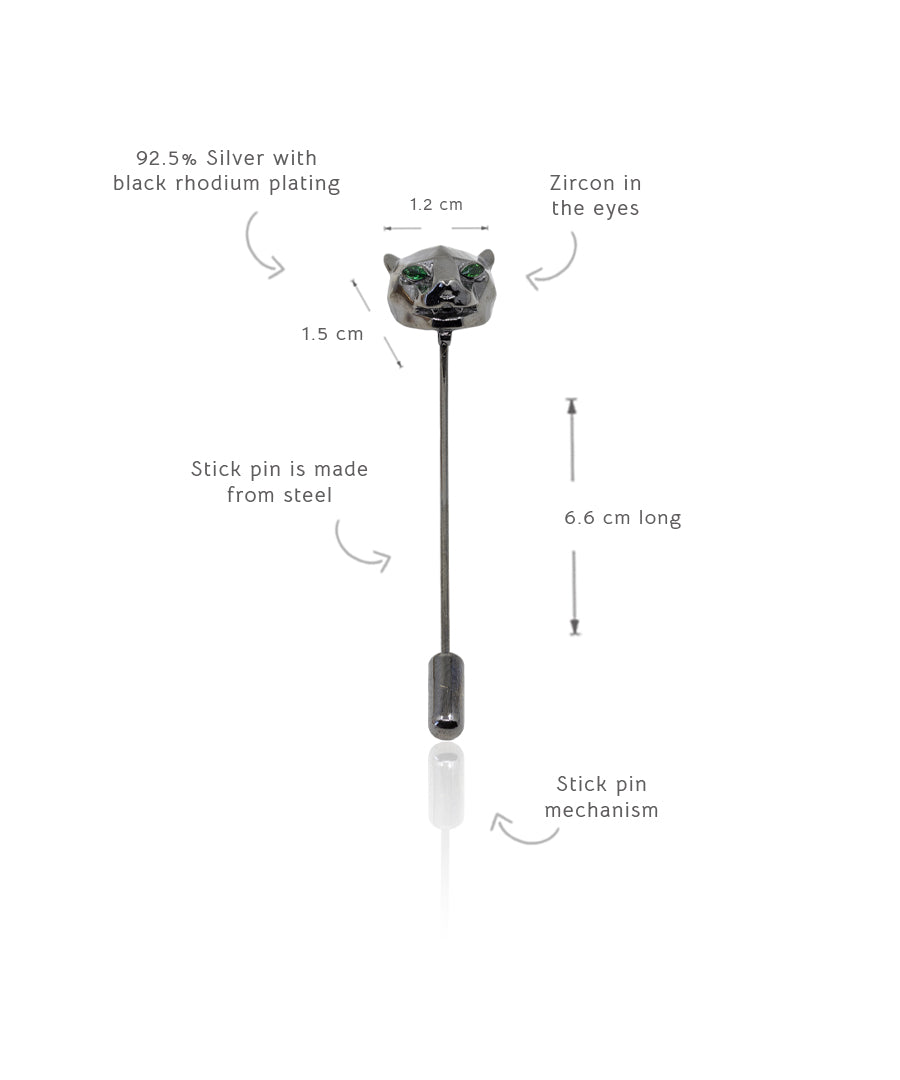 Black Untamed Panther Lapel Pin