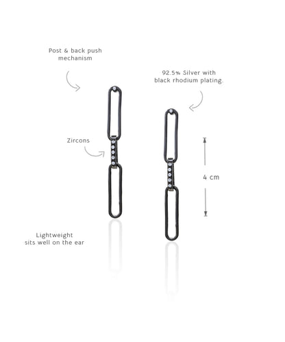 Black Untamed Paperclip Chain Earrings