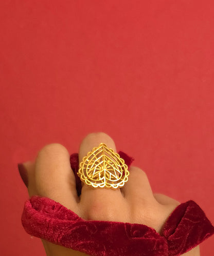 Rakaan - 925 Silver - Heart Shape Ring - Handcrafted Gold Finish