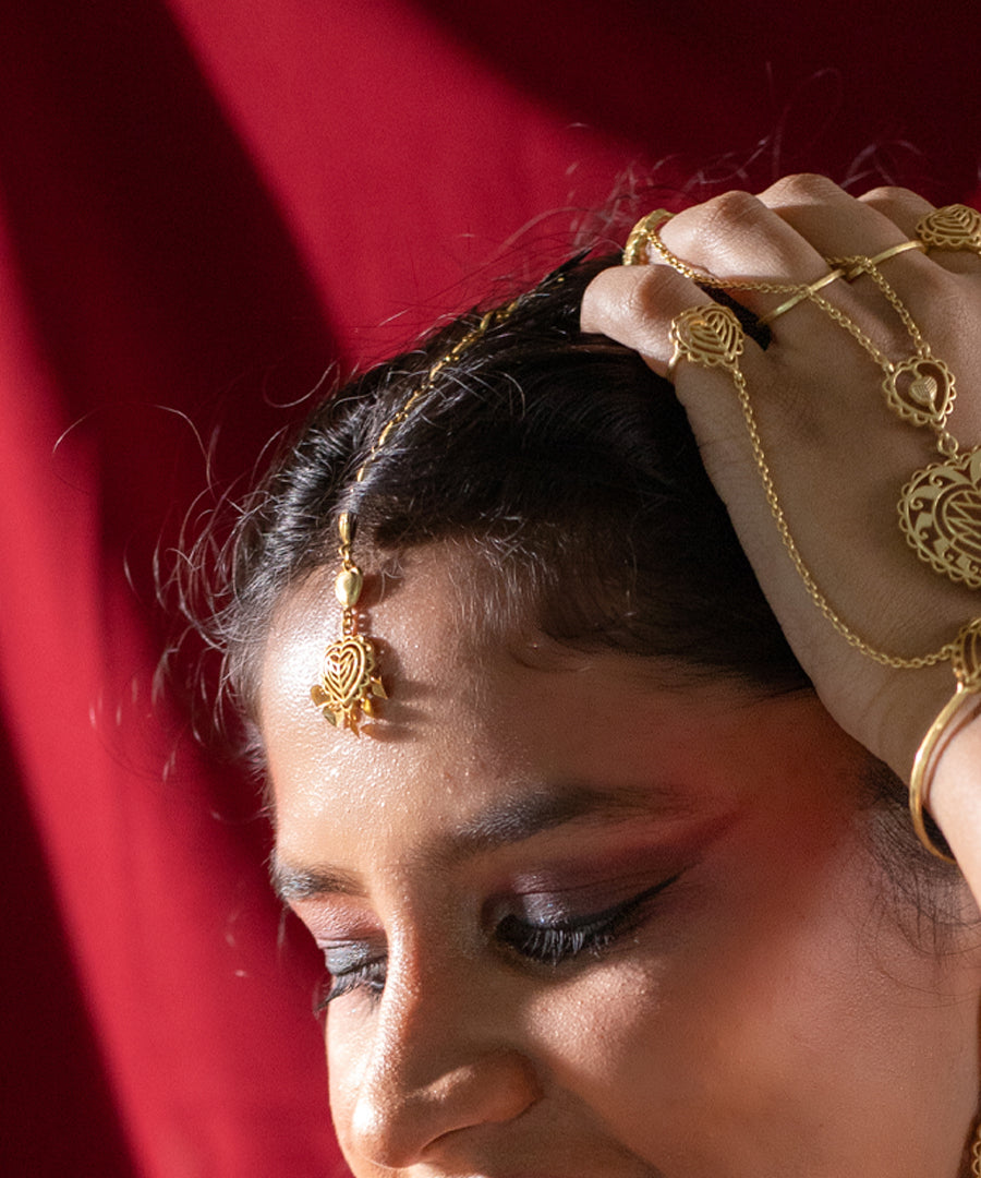 Rakaan Mang Tika - Gold Plated - Heart Shaped - Head Jewelry