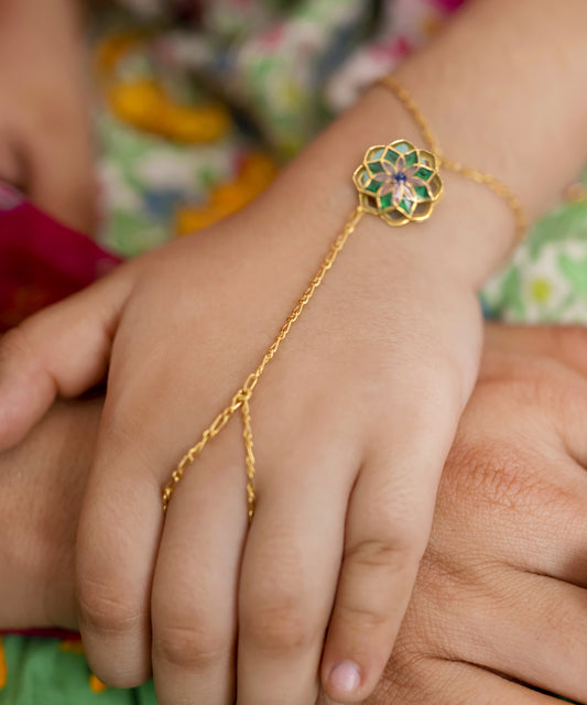 Gul Handcrafted 925 Silver Chain Haathphool - Gold finish Jewelry - Traditional Flower Hand Jewelry - Festive Wear - Minimal Hand Jewelry