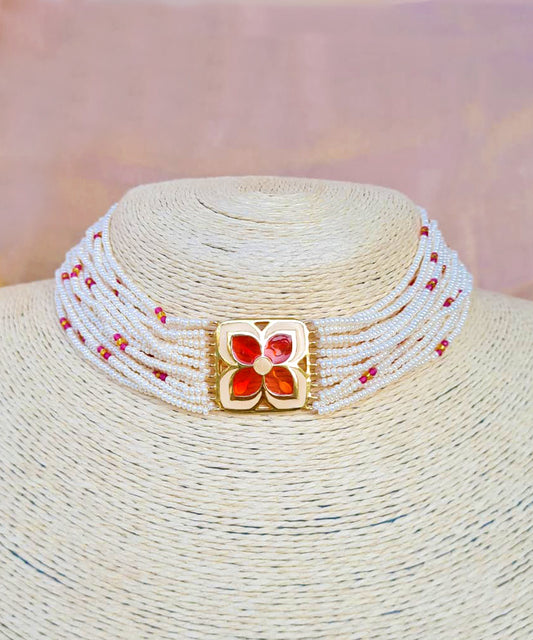Red Aks Chameli Choker Necklace