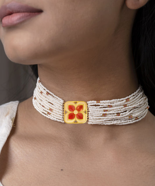 Red Aks Chameli Choker Necklace