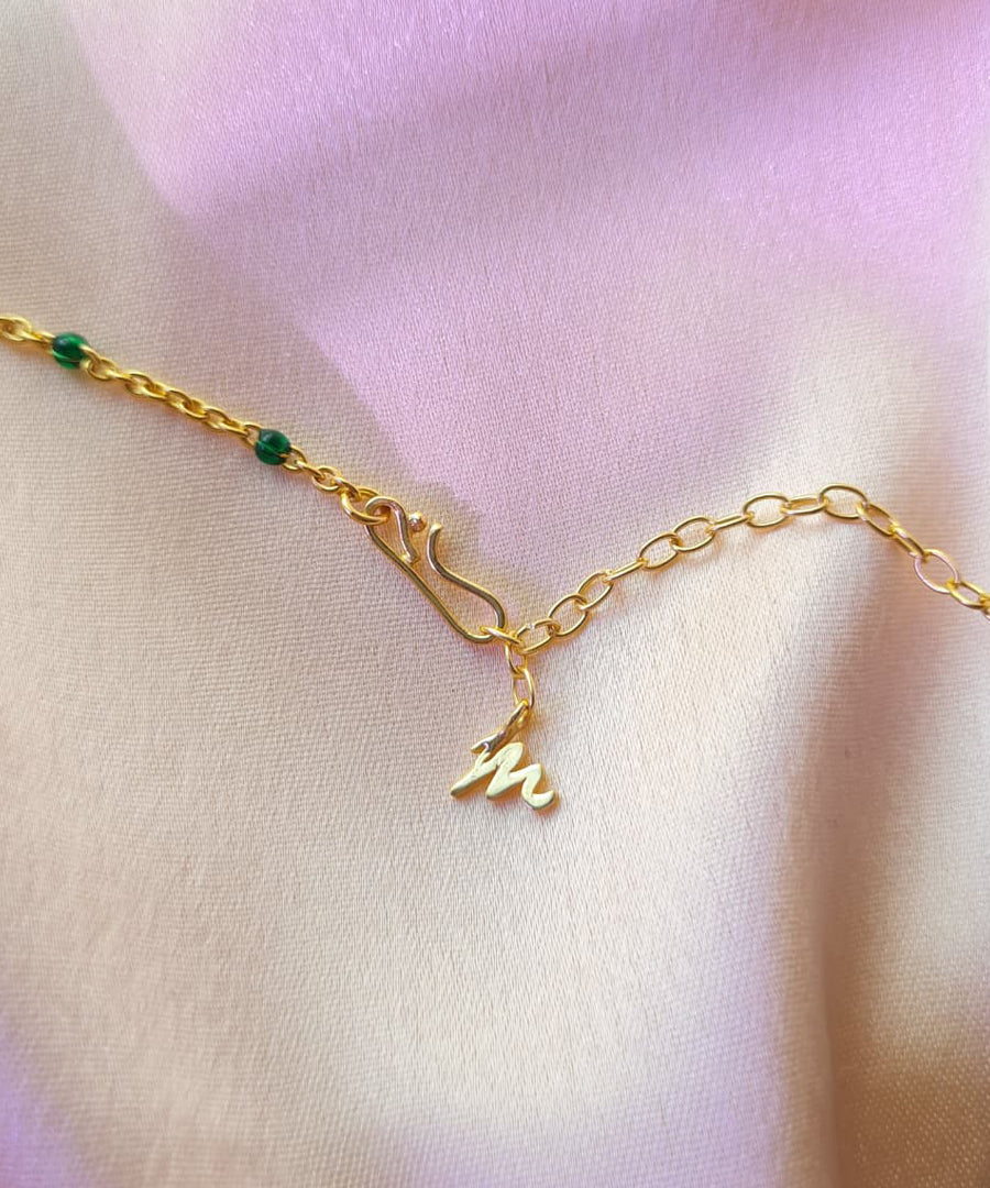 Rust Pink Kaleidoscope Chaos Charm Neckchain in Gold Finish