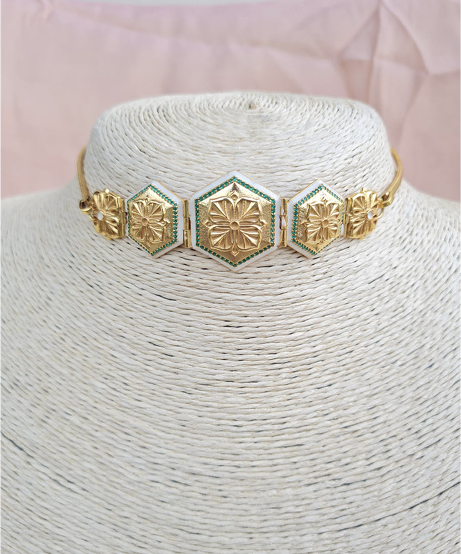 Golden Green Zircon Magnolia Choker Small