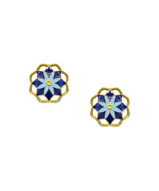 Blue Gul Kusum Stud Earrings