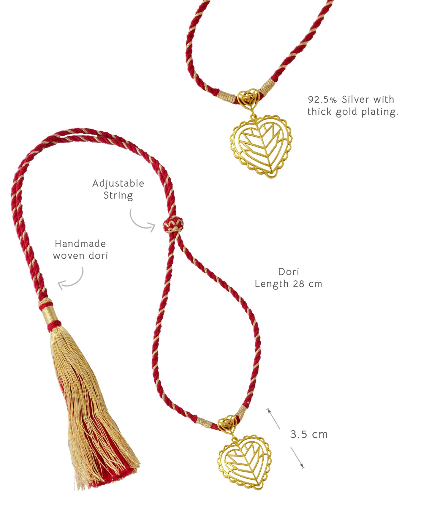 Rakaan Gold-Plated Heart Mini Pendant - Adjustable String