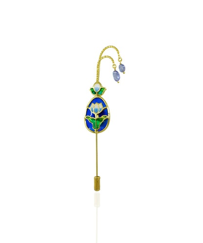 Blue Aks Lotus Lapel Pin-Men's Brooch Pin