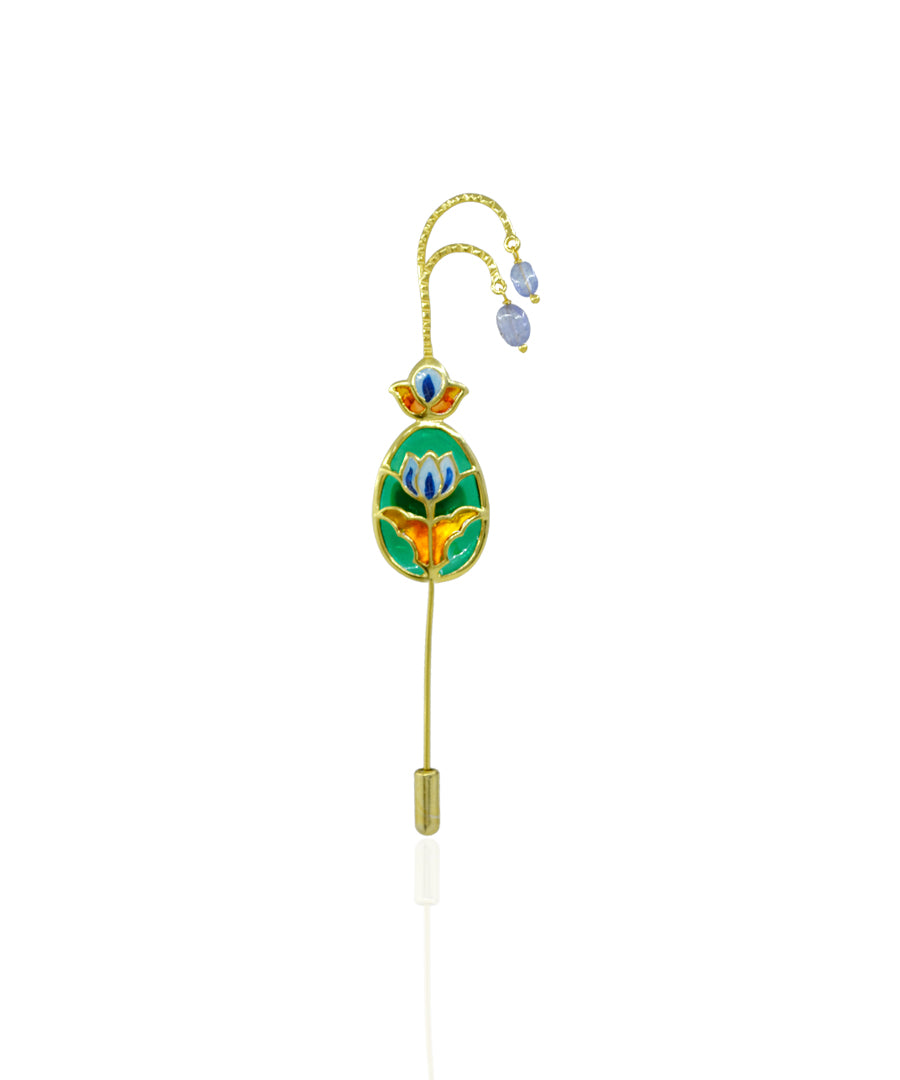 Green Aks Lotus Lapel Pin-Men's Brooch Pin