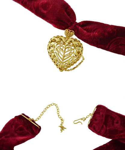 Rakaan Velvet Choker Necklace – Vintage Gold