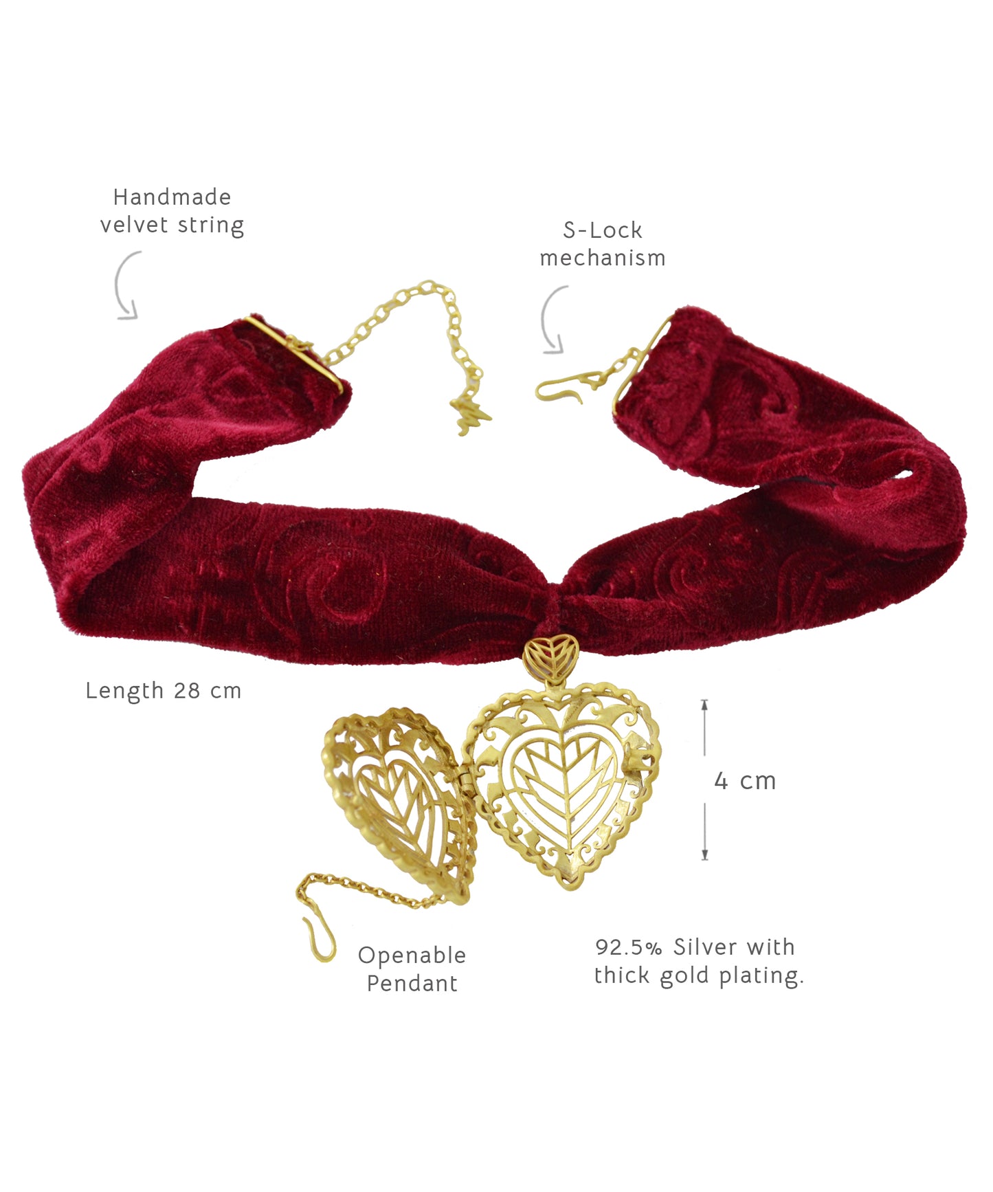 Rakaan Velvet Choker Necklace – Vintage Gold