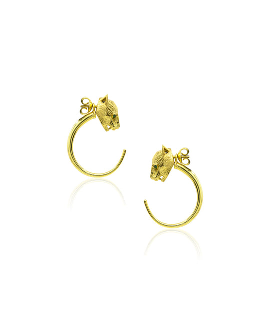 Golden Untamed Panther Detachable Hoop Earrings