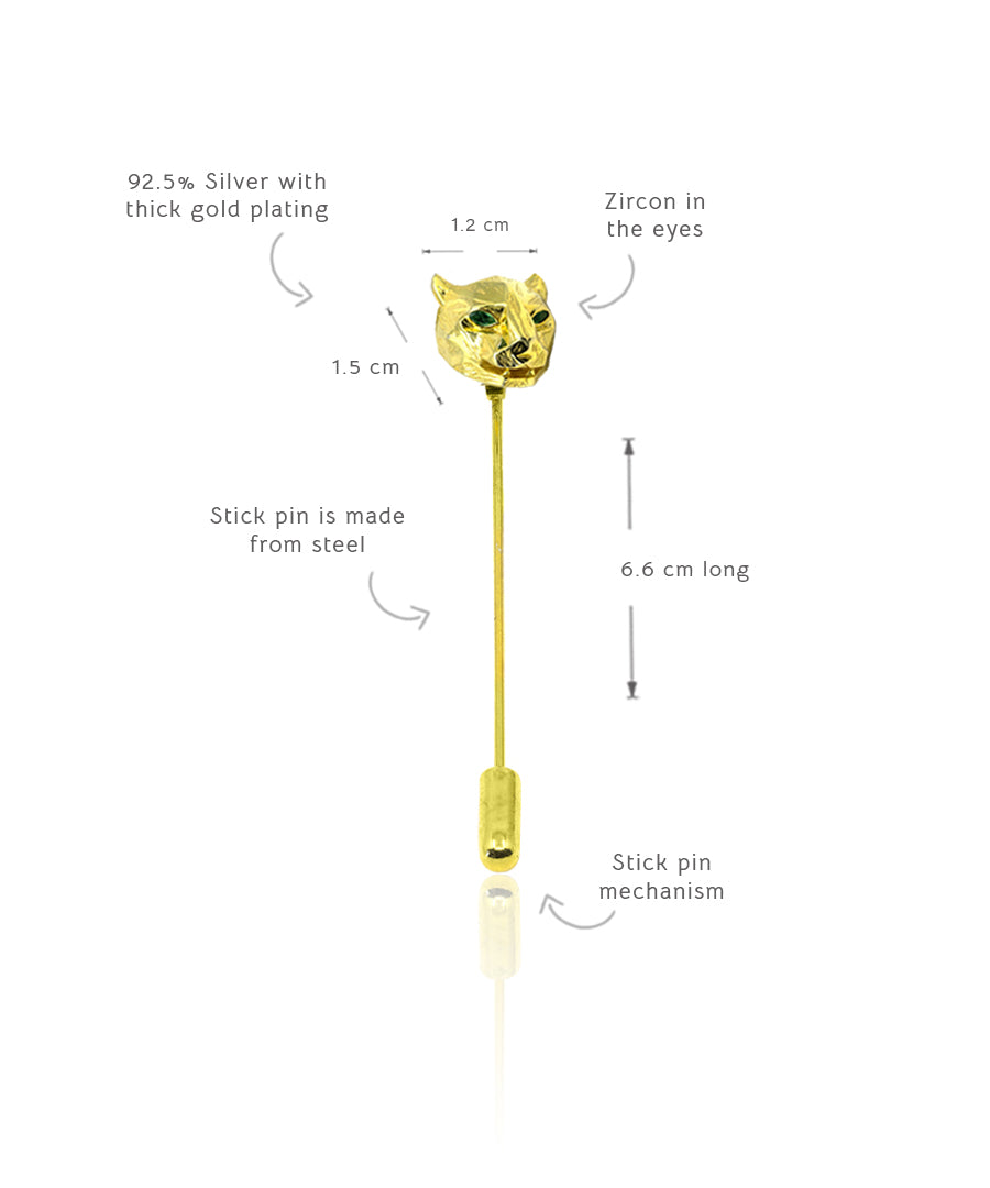 Golden Untamed Panther Lapel Pin