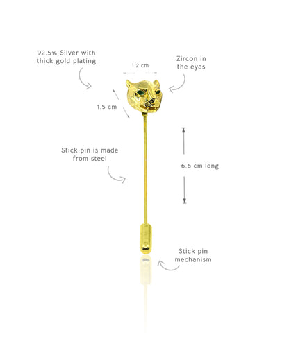 Golden Untamed Panther Lapel Pin