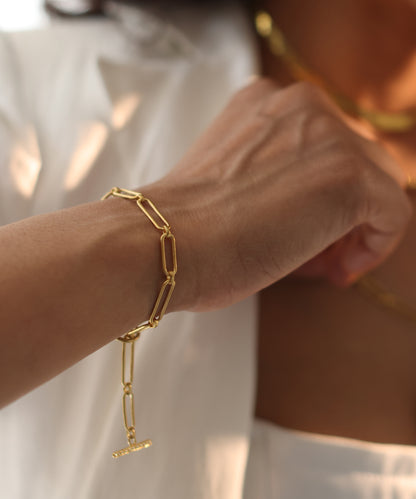 Golden Untamed Paperclip Chain Bracelet