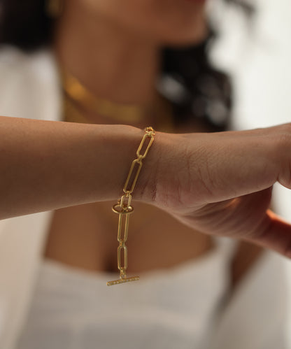 Golden Untamed Paperclip Chain Bracelet