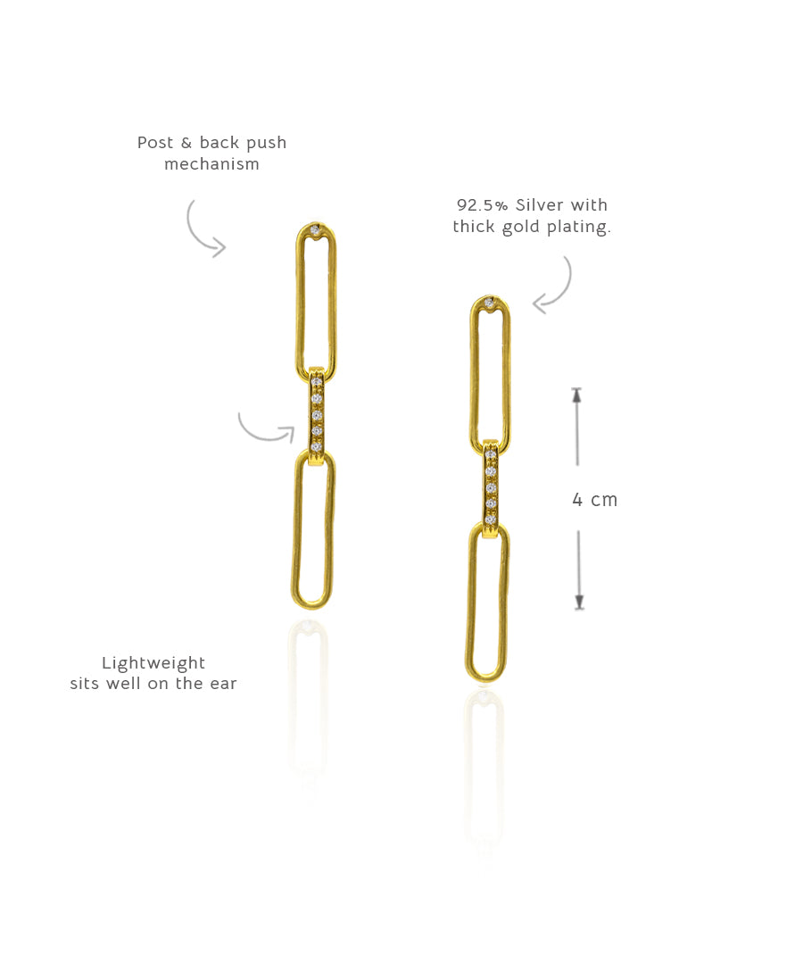Golden Untamed Paperclip Chain Earrings