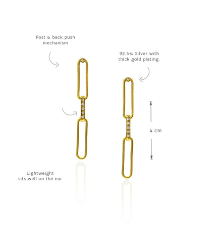 Golden Untamed Paperclip Chain Earrings