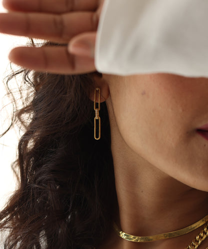 Golden Untamed Paperclip Chain Earrings