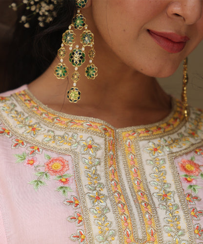 Green Gul Phool Earrings