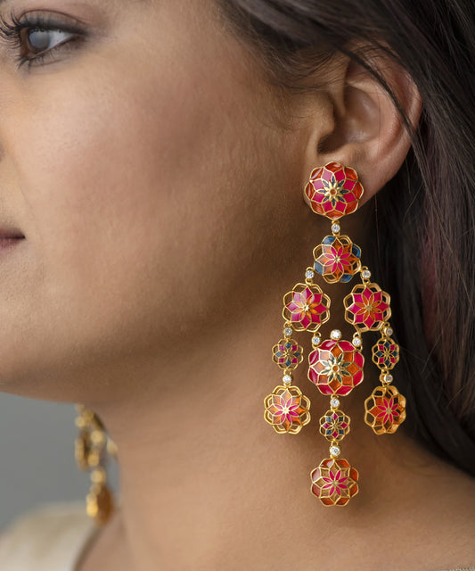 Pink Gul Phool Earrings