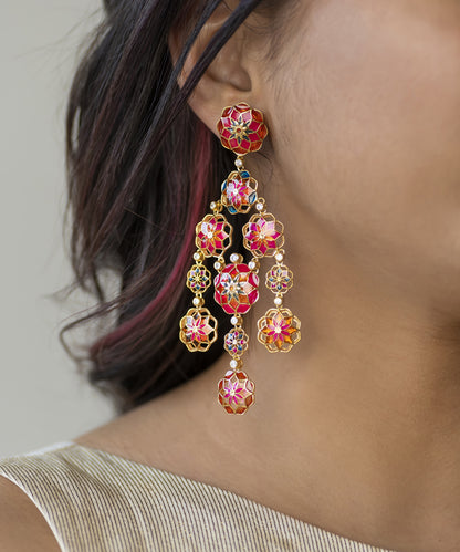 Pink Gul Phool Earrings